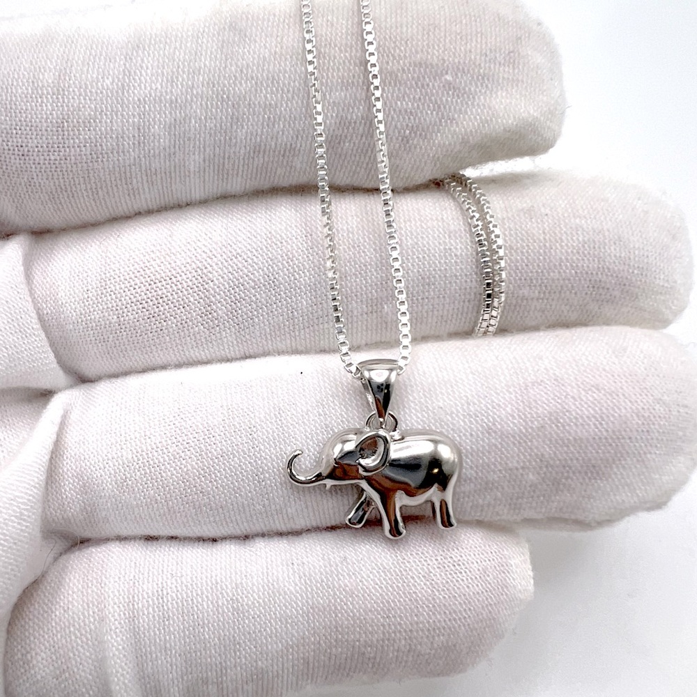 .925 Sterling Silver Elephant Necklace - Picture 2 of 14